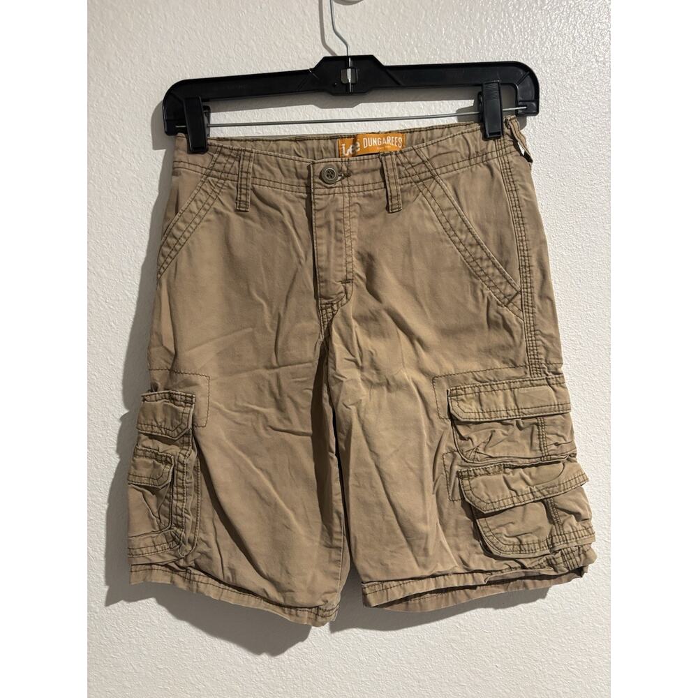 LEE Dungarees Boys Cargo Shorts Medium 10 R Adjustable Khaki 8 Pockets Cotton